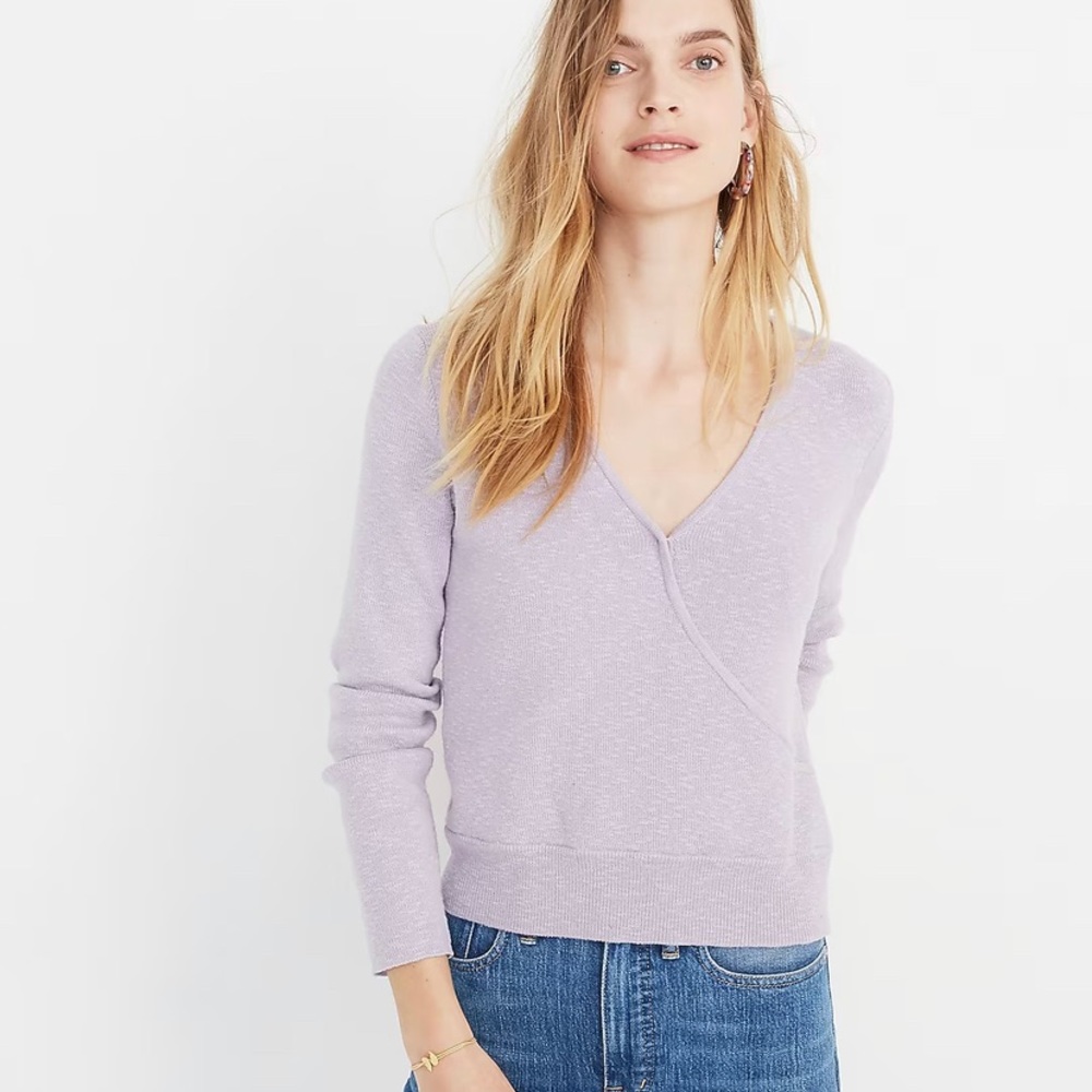 Madewell wrap front pullover-lilac
